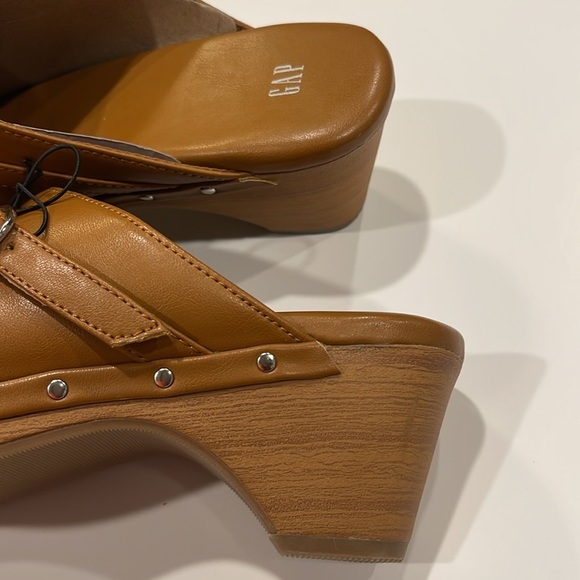 Gap Faux-Leather Clogs Cognac Brown Women Sz 10 - Picture 4 of 7